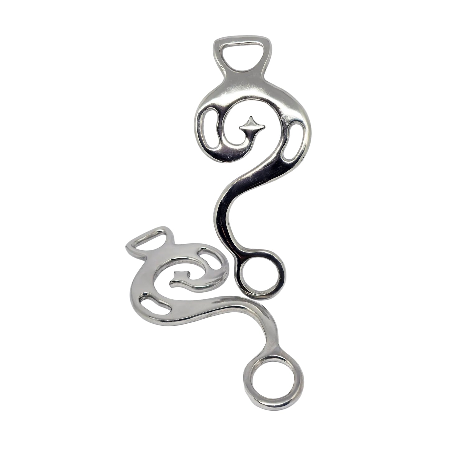 Baroque hackamore shank cheekpieces pair in silver