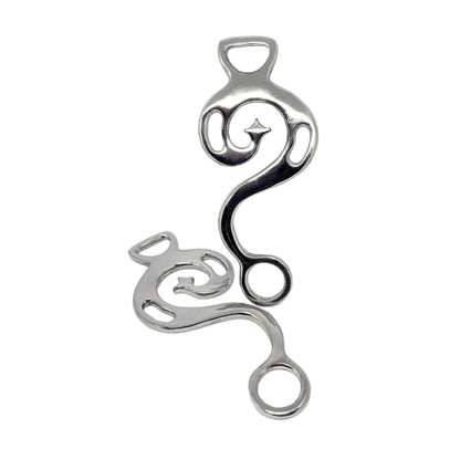 Baroque hackamore shank cheekpieces pair in silver