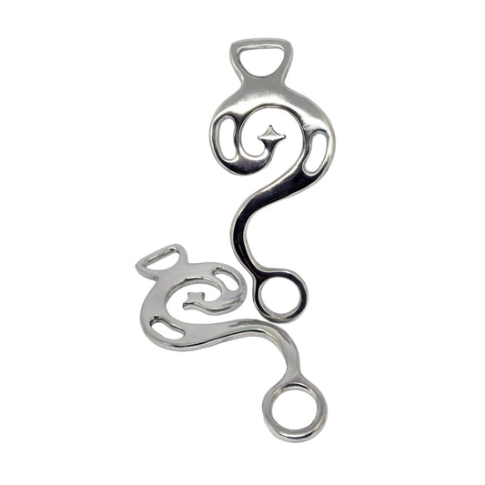 Baroque hackamore shank cheekpieces pair in silver