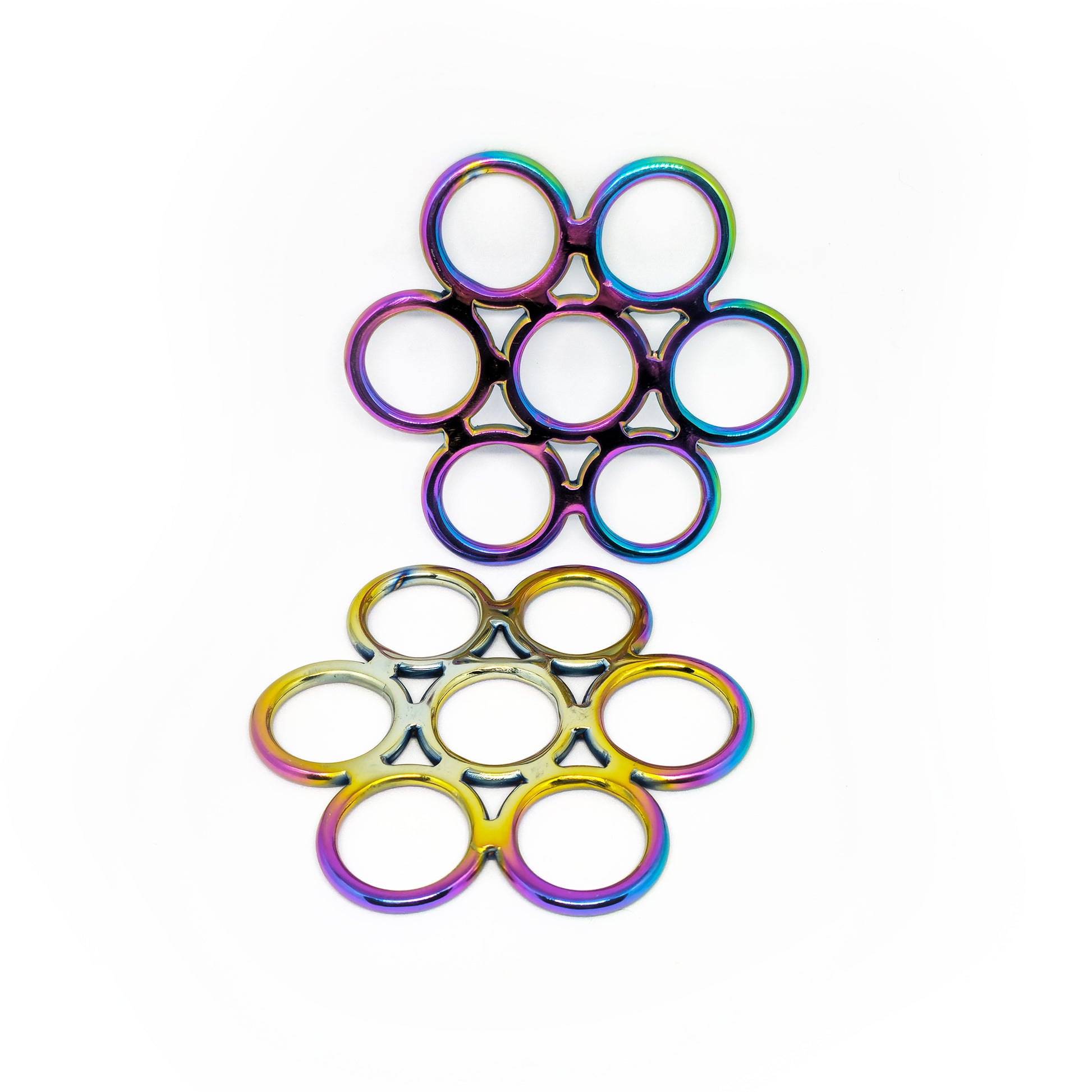 Flower hackamore shank cheekpieces pair in multicolour and short style