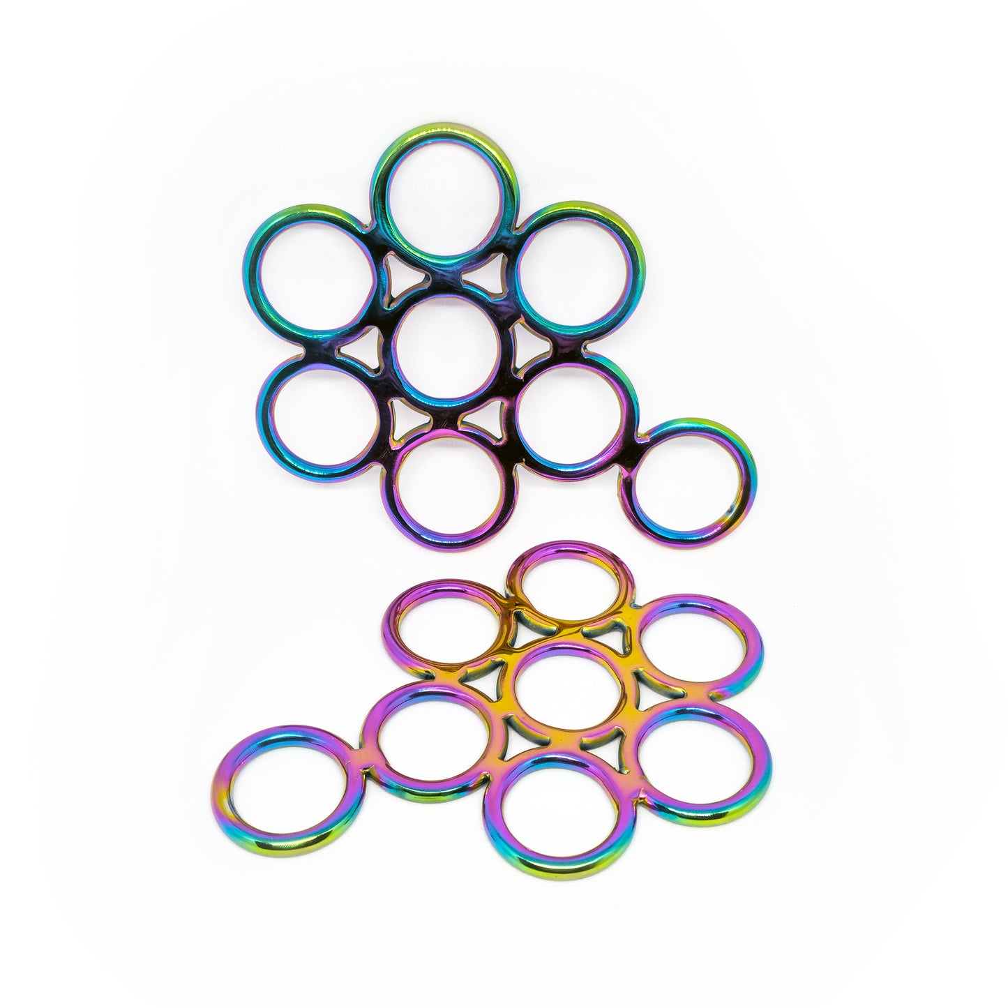 Flower hackamore shank cheekpieces pair in multicolour and standard, longer style