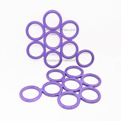 Flower hackamore shank cheekpieces pair in purple and standard, longer style